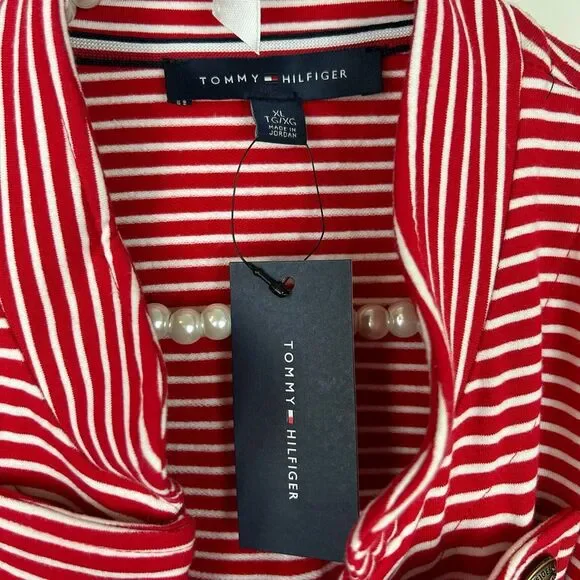 Tommy Hilfiger Womens Jacket XL Stripe Nautical Military blazer holidays - Picture 6 of 12